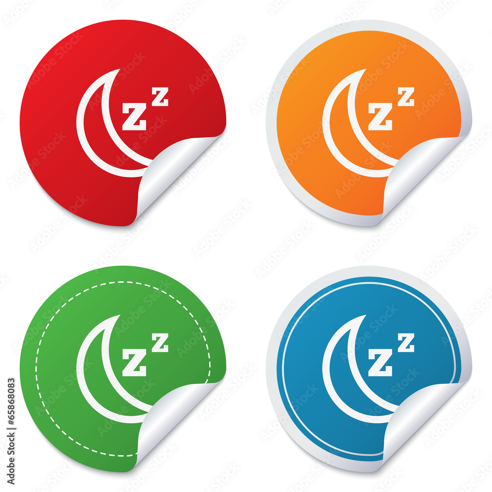 Sleep sign icon. Moon with zzz button. Sleep sign icon. Moon with zzz button.