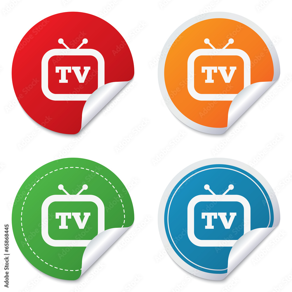 Retro TV sign icon. Television set symbol. Retro TV sign icon. Television set symbol.