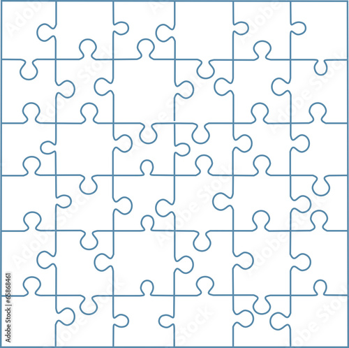 Puzzle template 36 peices vector