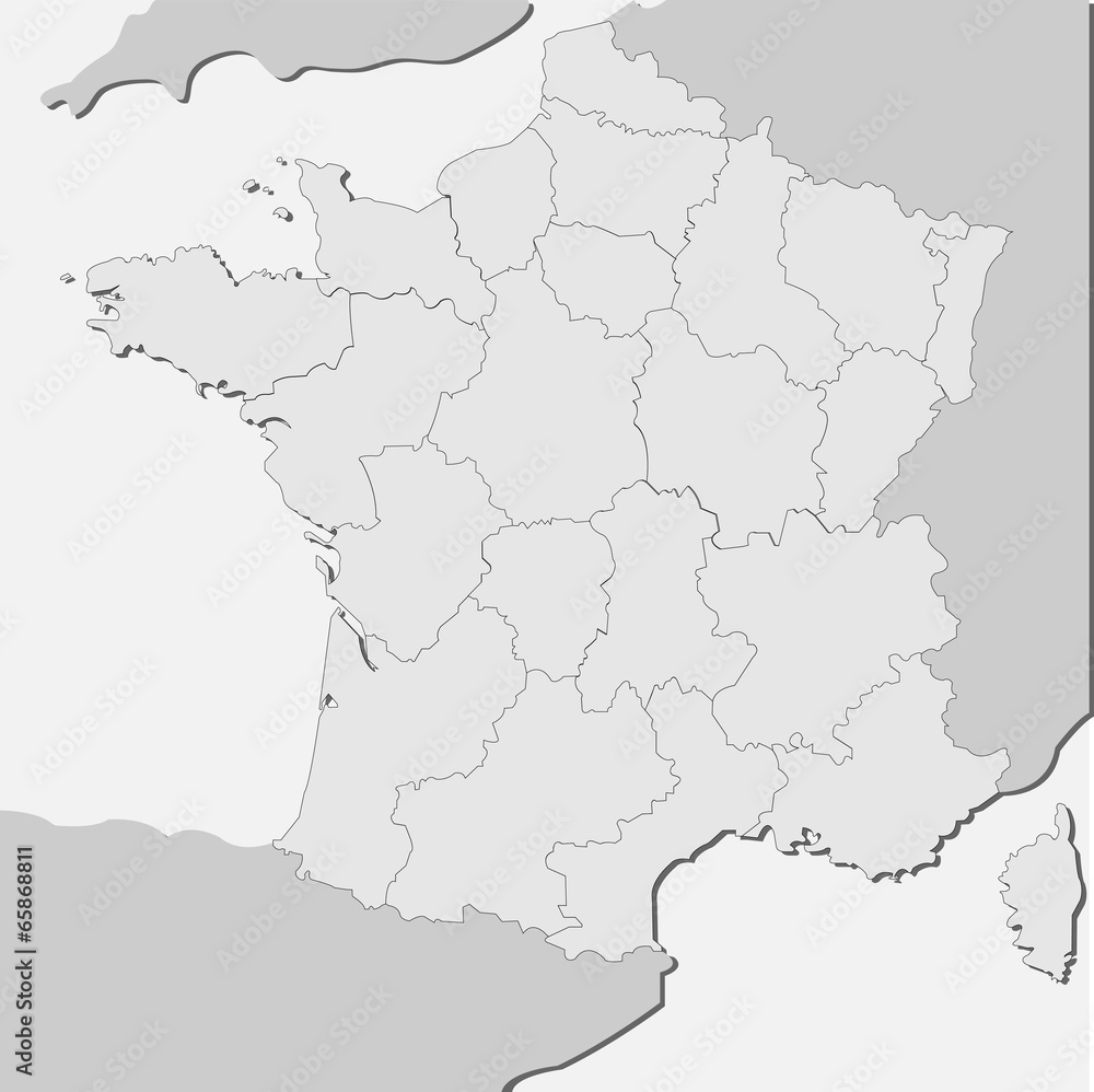 Landkarte von Frankreich in grau