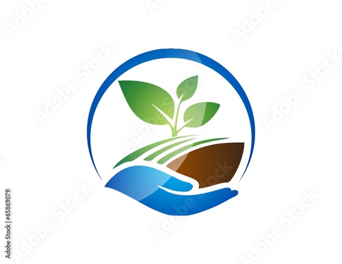 plant logo,hand symbol,global nature