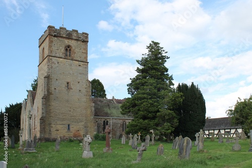 English medieval rural parish church with tower