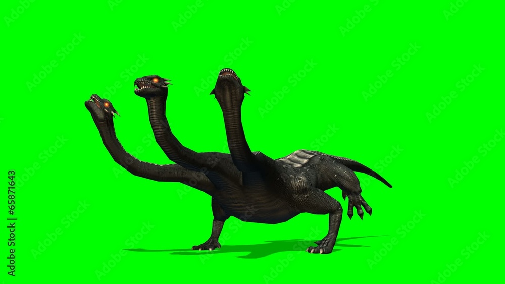 Hydra mystical water snake runs - green screen Hydra mystical water snake runs - green screen
