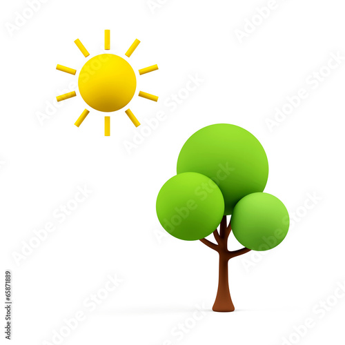 Tree and cloud. 3d image.