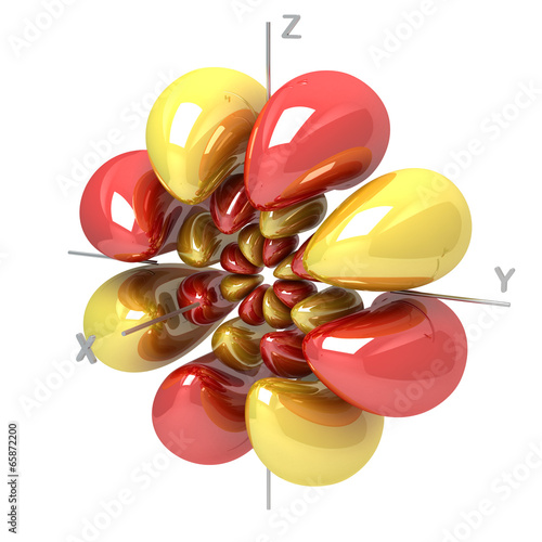 Shape of the 7G M-4 atomic orbital on white background. Availabl photo