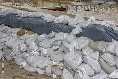 pile of sandbags for flood defense 3