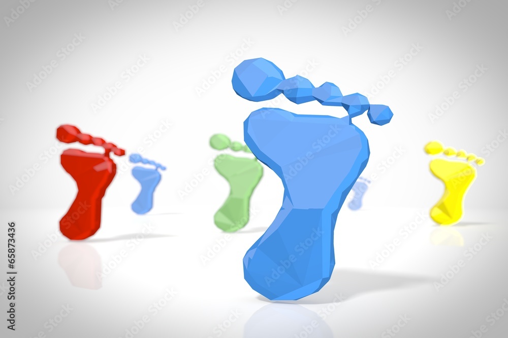 low poly 3d scene with footprint sign low poly 3d scene with footprint sign