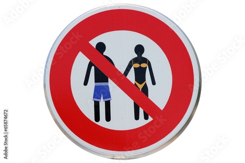 Panneau d'interdiction de port de maillots de bain