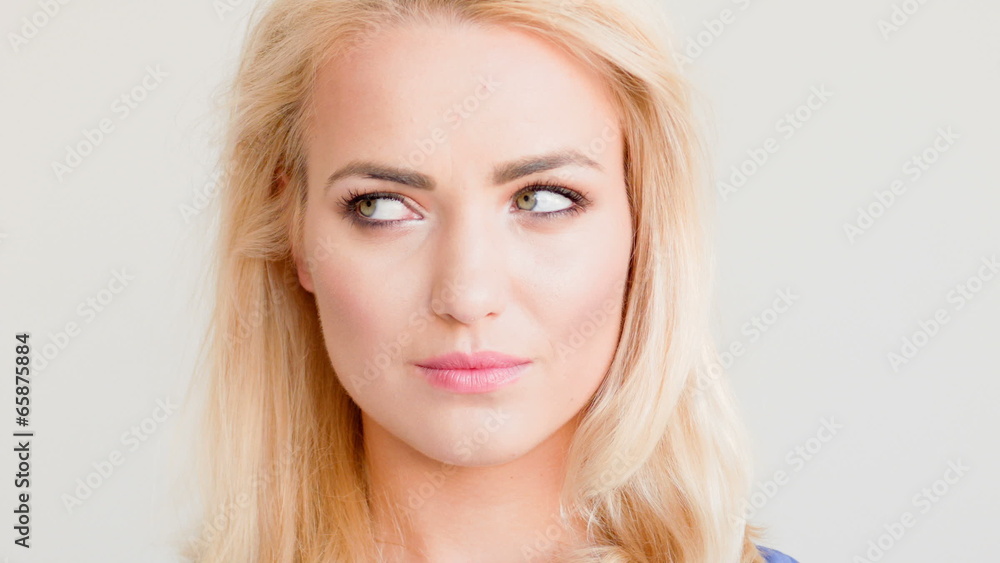 Portrait of Beautiful Blond Girl Making Faces Portrait of Beautiful Blond Girl Making Faces