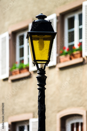 Retro style street lamp in Alsace photo