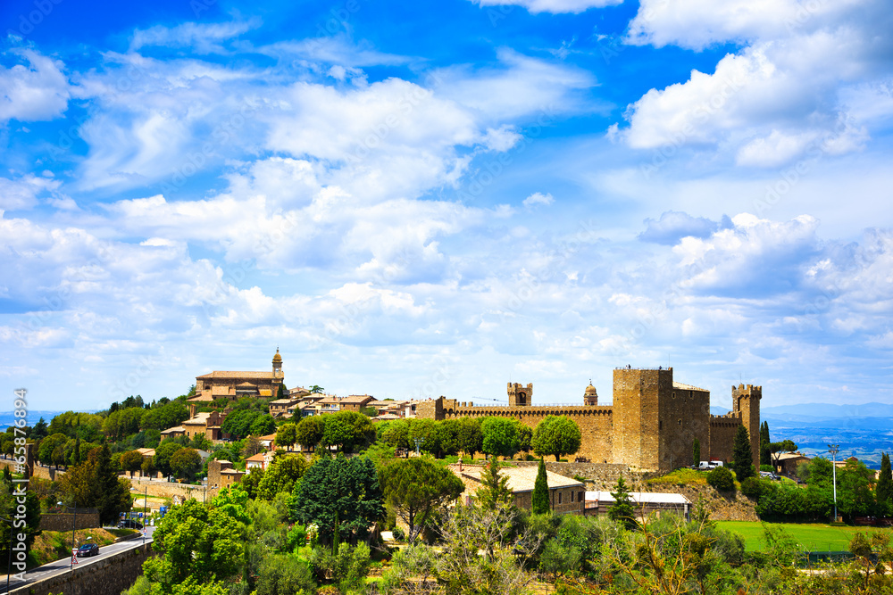 Tuscany, Montalcino medieval village, fortress and church. Siena
