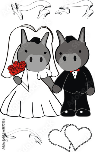 donkey cartoon cute married vector