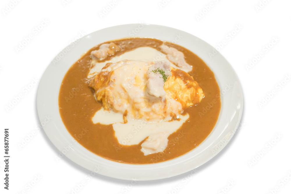 Creamed chicken omelet curry