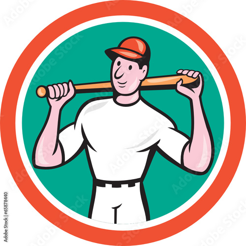 Baseball Player Holding Bat Cartoon
