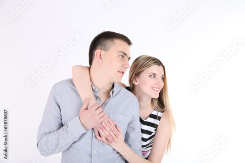 Loving couple isolated on w...