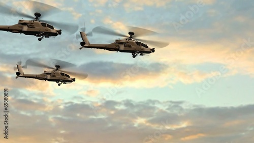 Military Helicopter Boeing AH-64 Apache the overflight