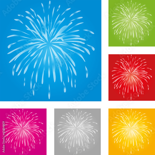 Feuerwerk, Explosion, Vorlage, Set, Design