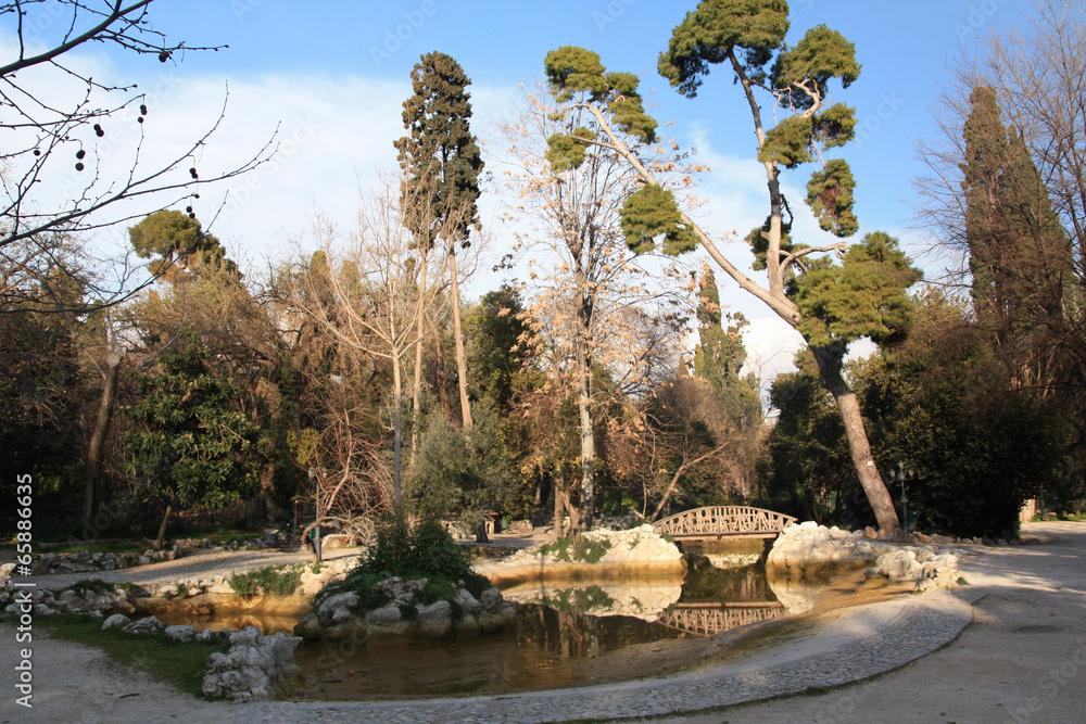 Athènes, pièce d'eau du jardin national - obrazy, fototapety, plakaty 