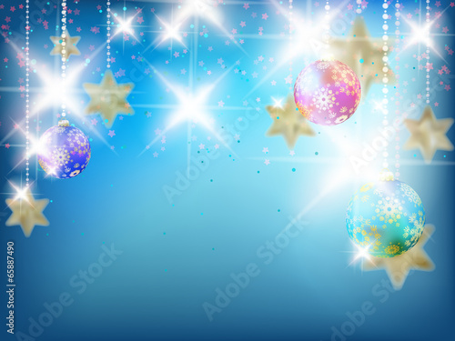 Blue christmas card with copy space.
