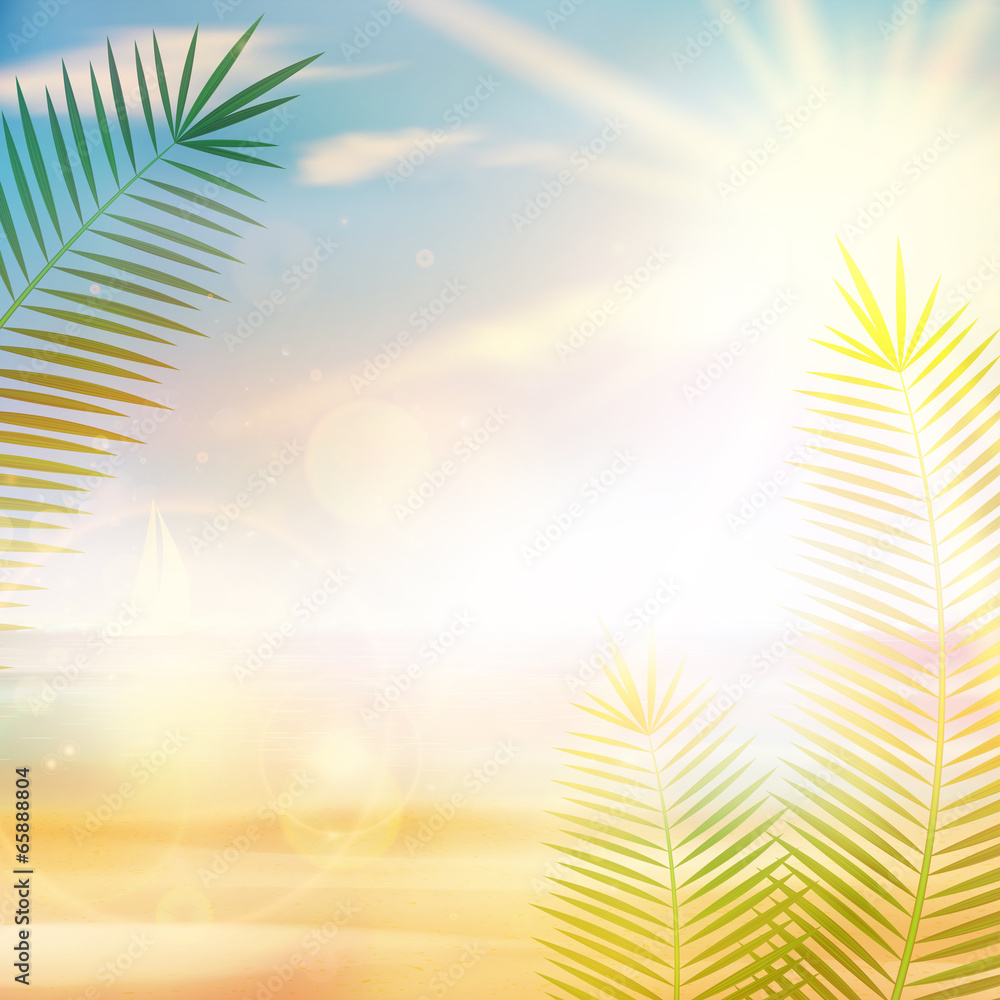 Tropical vintage palm background design.