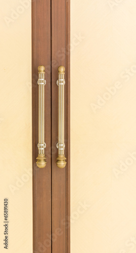 Steel Door handles on Vintage Wood Door