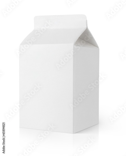 Blank milk carton package isolated on white with clipping path