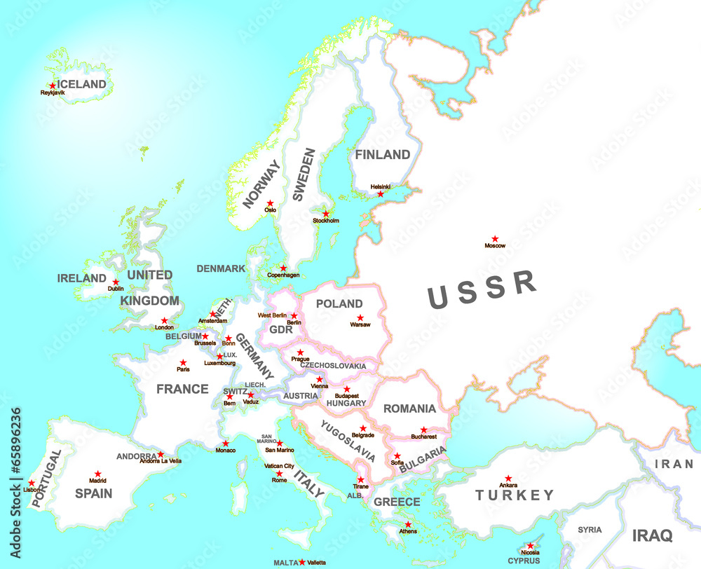 Obraz premium Map of Europe 1985