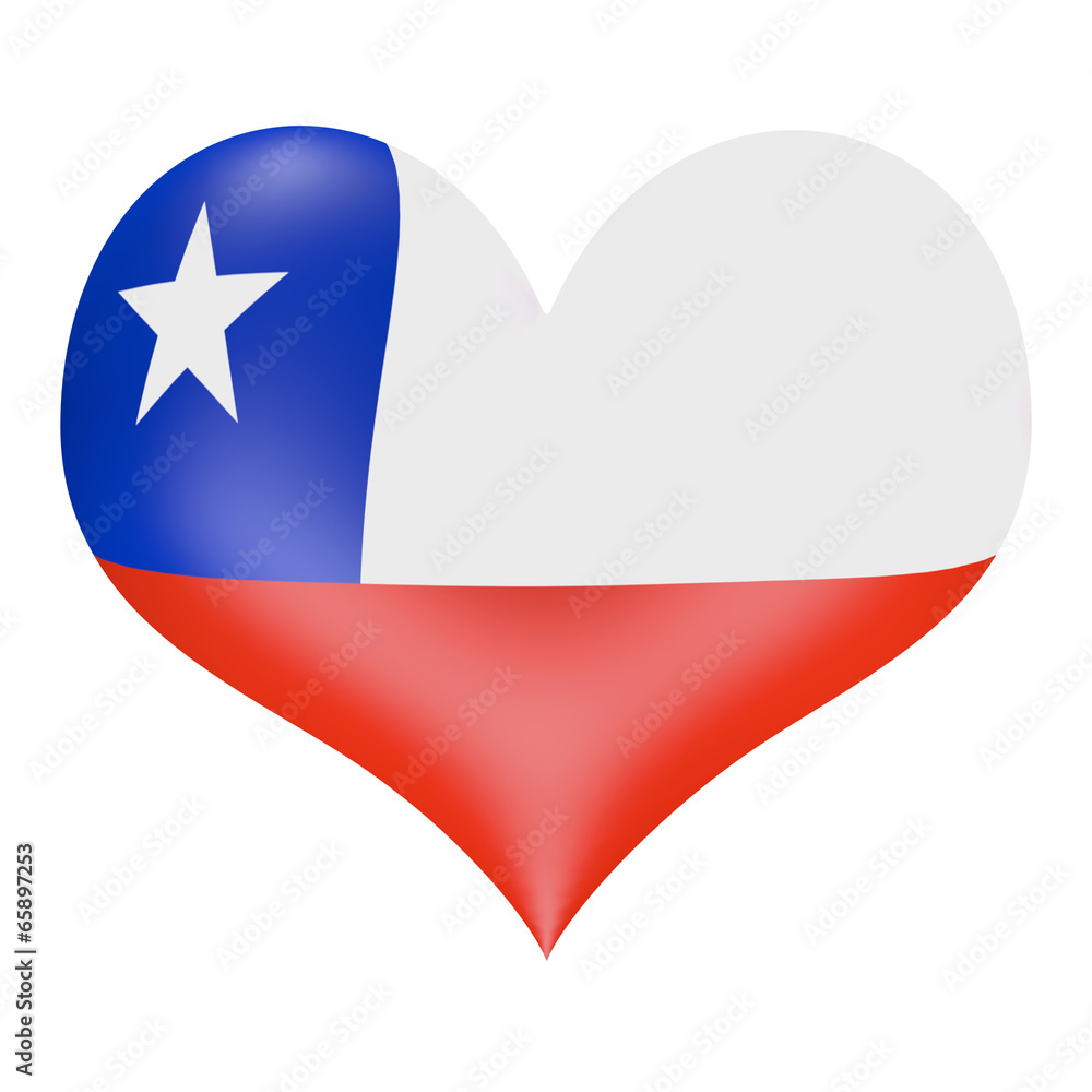 Chilean flag in 3D heart shape Chilean flag in 3D heart shape