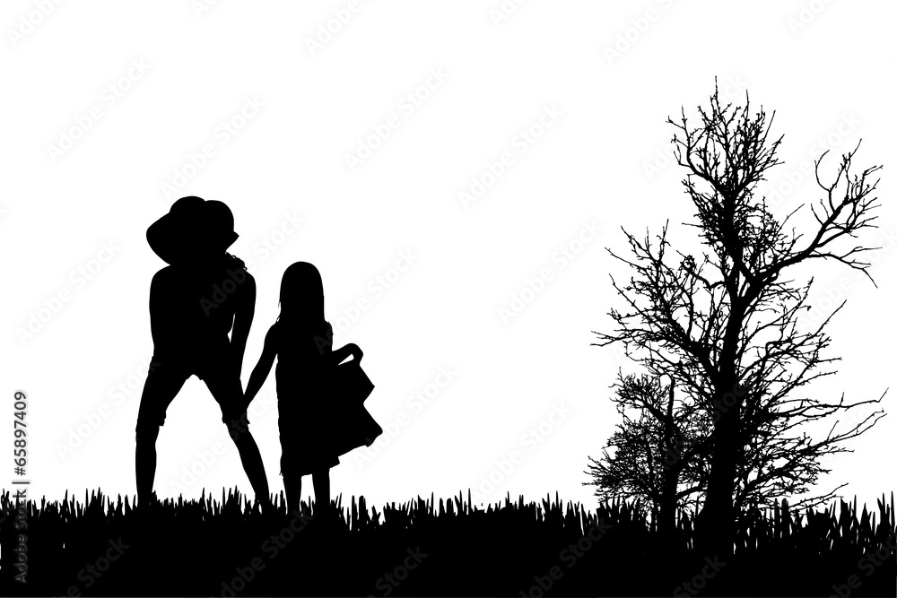 Vector silhouette of family.