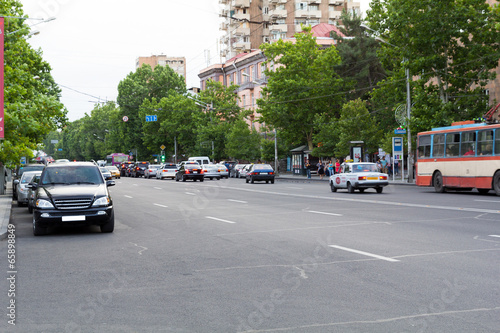 Fototapeta Naklejka Na Ścianę i Meble -  One of the central streets of Yerevan