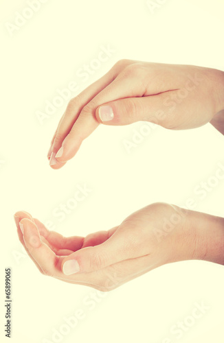 Female's hands in a roung shape