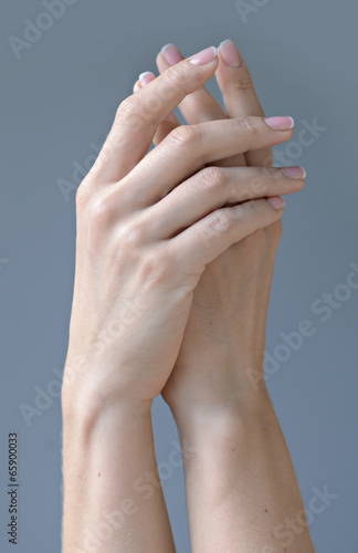 Beautiful manicured woman s hands