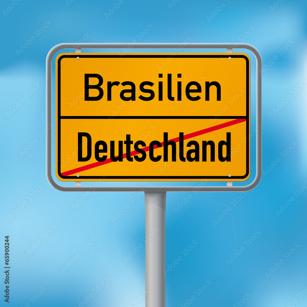 Ortsschild von Deutschland nach Brasilien Ortsschild von Deutschland nach Brasilien