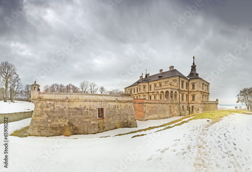 Pidhirtsi Castle of winter landscape. Lviv Oblast, western Ukrai photo