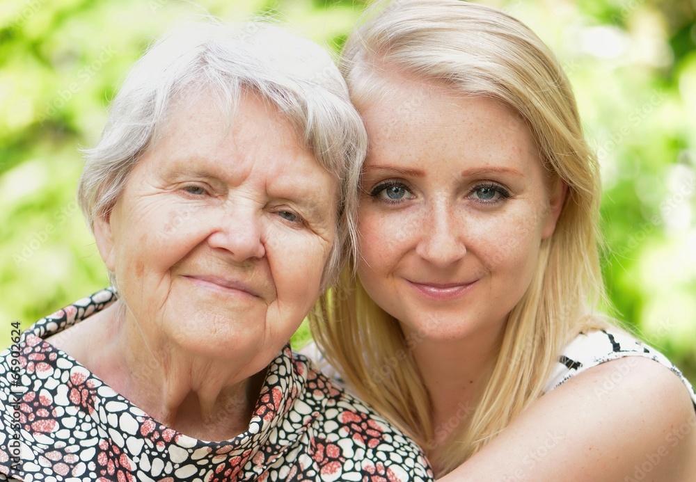 Grandmother and granddaughter. Happy family. Grandmother and granddaughter. Happy family.