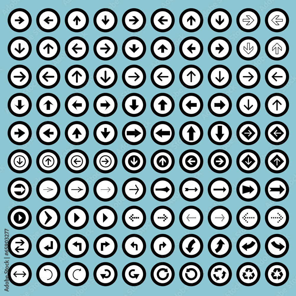 100 arrow sign icon set. 100 arrow sign icon set.