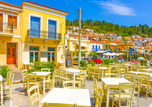 Traditional restaurant in Poros island in Greece