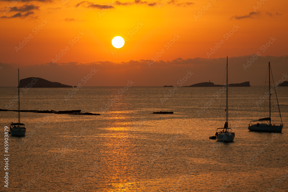 Ibiza Beautiful sunset in Cala Conta, Ibiza,near San Antonio