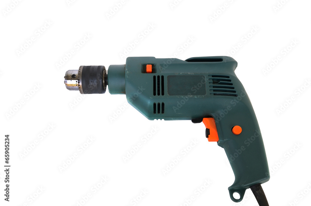 Electric drill on white background, clipping path included