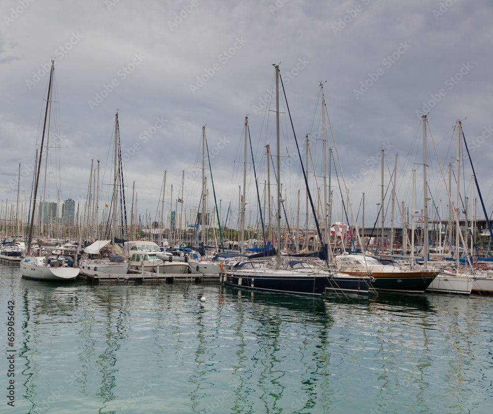 many boats and yachts in the port