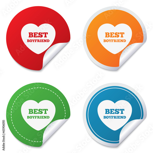 Best boyfriend sign icon. Heart love symbol.