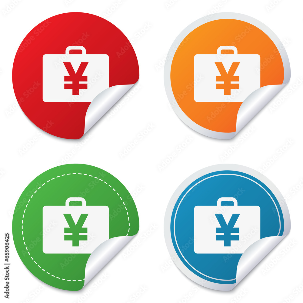 Obraz premium Case with Yen JPY sign. Briefcase button.