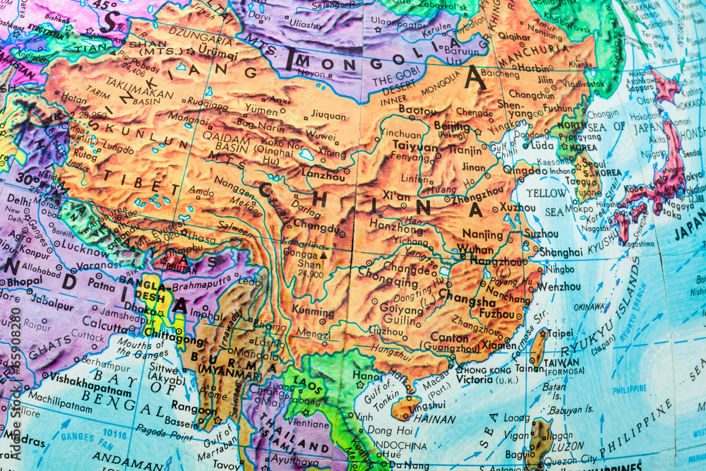 Naklejka premium Stara mapa świata w Chinach