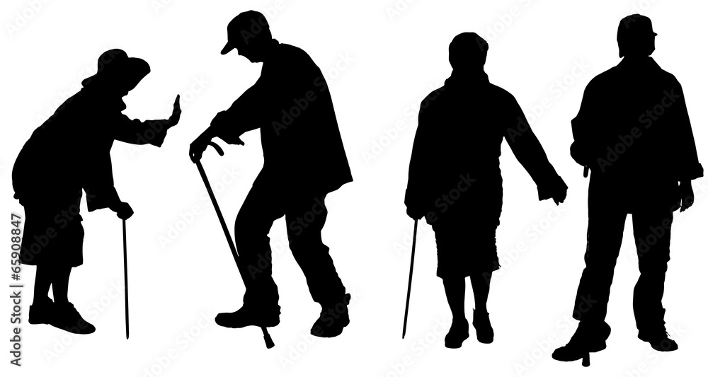 Vector silhouette of old people. Vector silhouette of old people.
