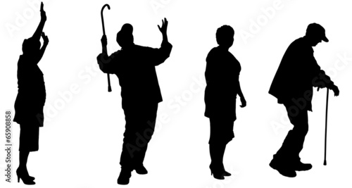 Vector silhouette of old people.