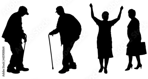 Vector silhouette of old people.