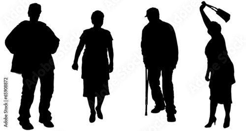 Vector silhouette of old people.
