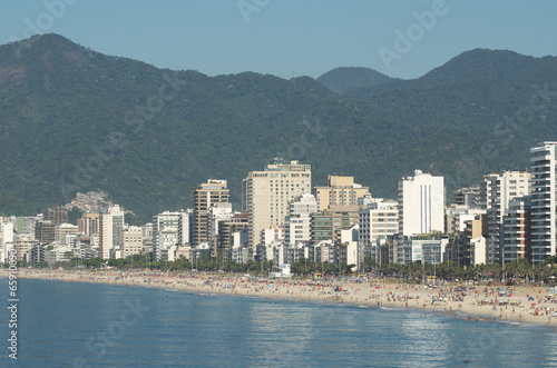 Rio de Janeiro Ipanema Beach Skyline Brazil © lazyllama