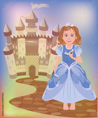Beautiful little princess Cinderella, vector illustration