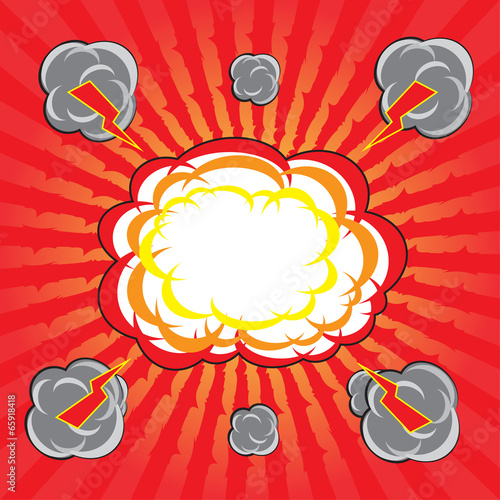 Blank comic speech bubble in pop art style on burst background